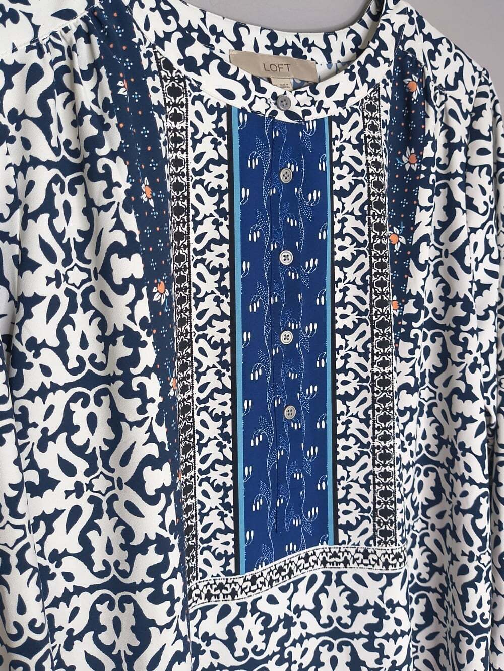 Ann Taylor Loft Long Sleeve Shift Dress Medium Shirt Tunic Blue - Picture 3 of 11